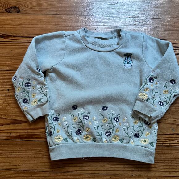 Light green floral bunny embroidered crew sweater SIZE 3T - Picture 1 of 4